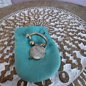 Tiffany & Co. Silver Key Ring with Turquoise Pouch
